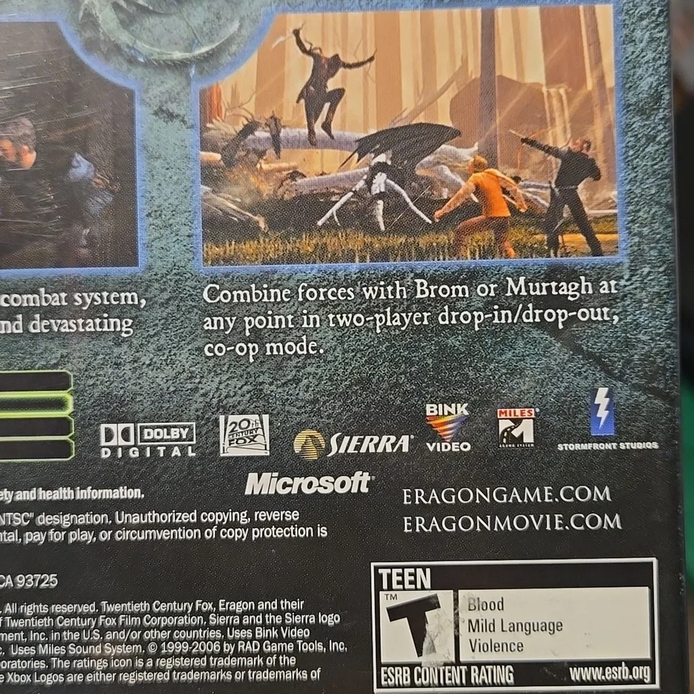 Eragon Video Game Xbox Book Included